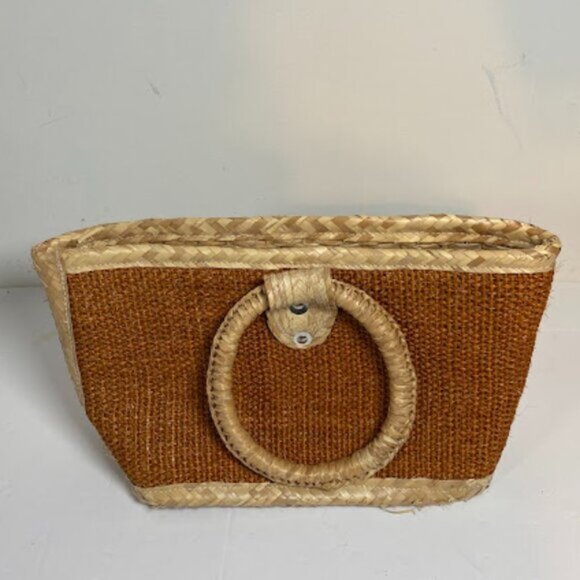 Rattan Women's Handwoven Natural Beige Straw Bag Medium Size - Picture 2 of 6